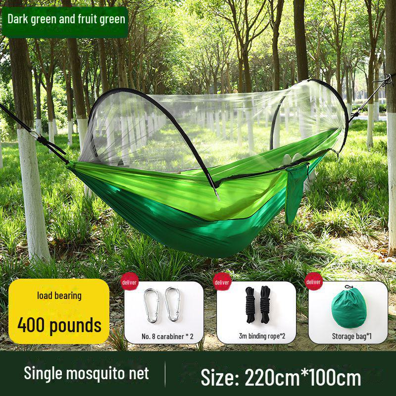 """Schnellöffnende Mückendichte Outdoor-Hängematte mit Netz - Einzel-/Doppel-, Kippsicher, Nylon"""