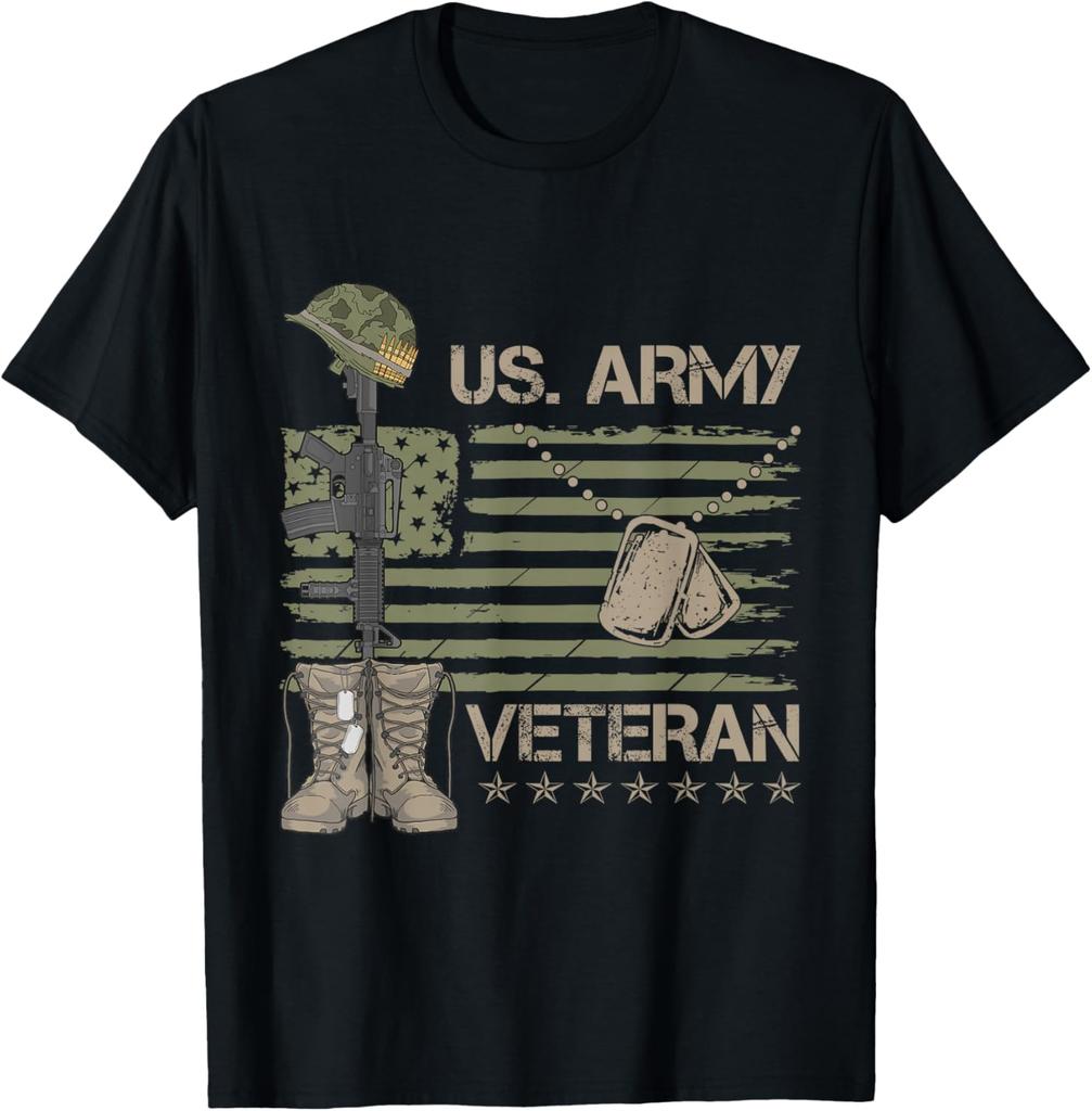 US Army Veteran Flag TShirt 100 Cotton ONeck Short Sleeve Summer Casual Unisexs Tshirt Streetwear