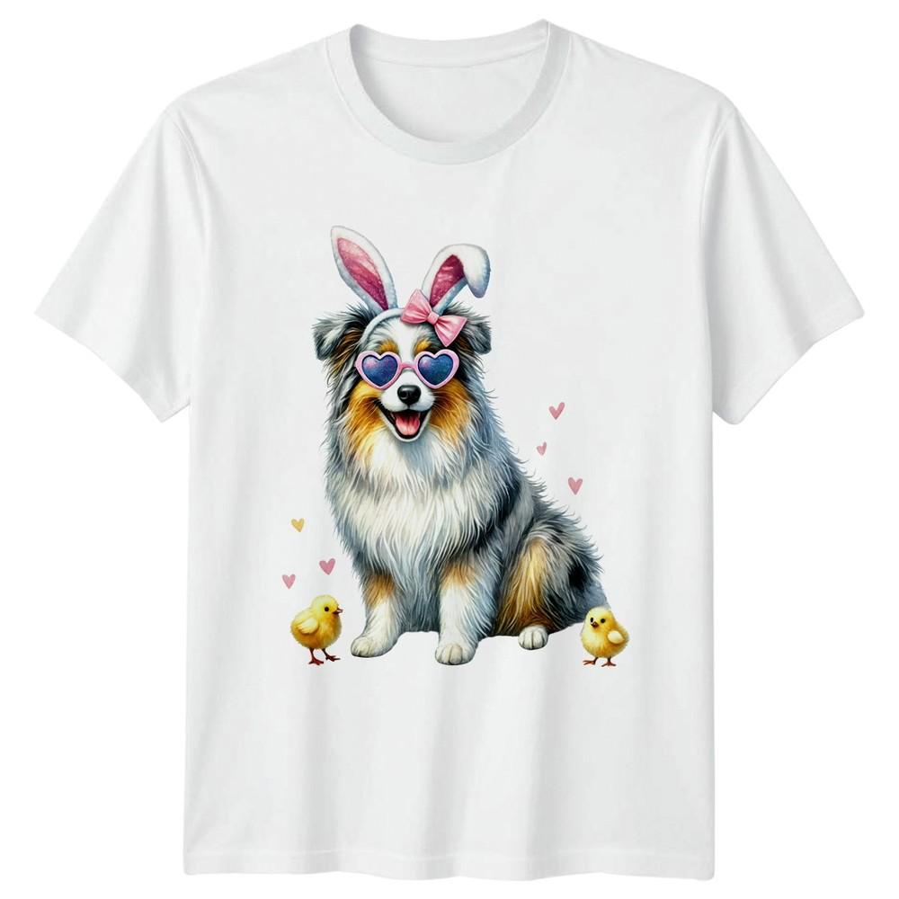 Dog Wearing Bunny Ears And Heart Unisexs TShirt Australian Shepherd Easter S