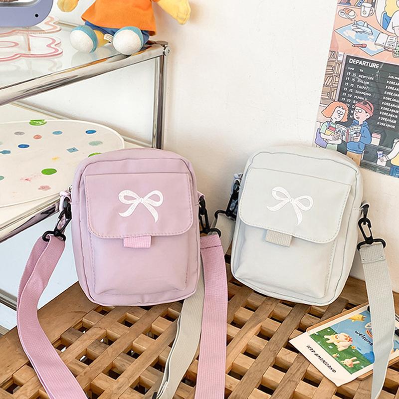 Women Bow Fashion Shoulder Bag Adjustable Strap Trendy Crossbody Bag Solid Color Daily Sports Messenger Bag Purses And Handbags