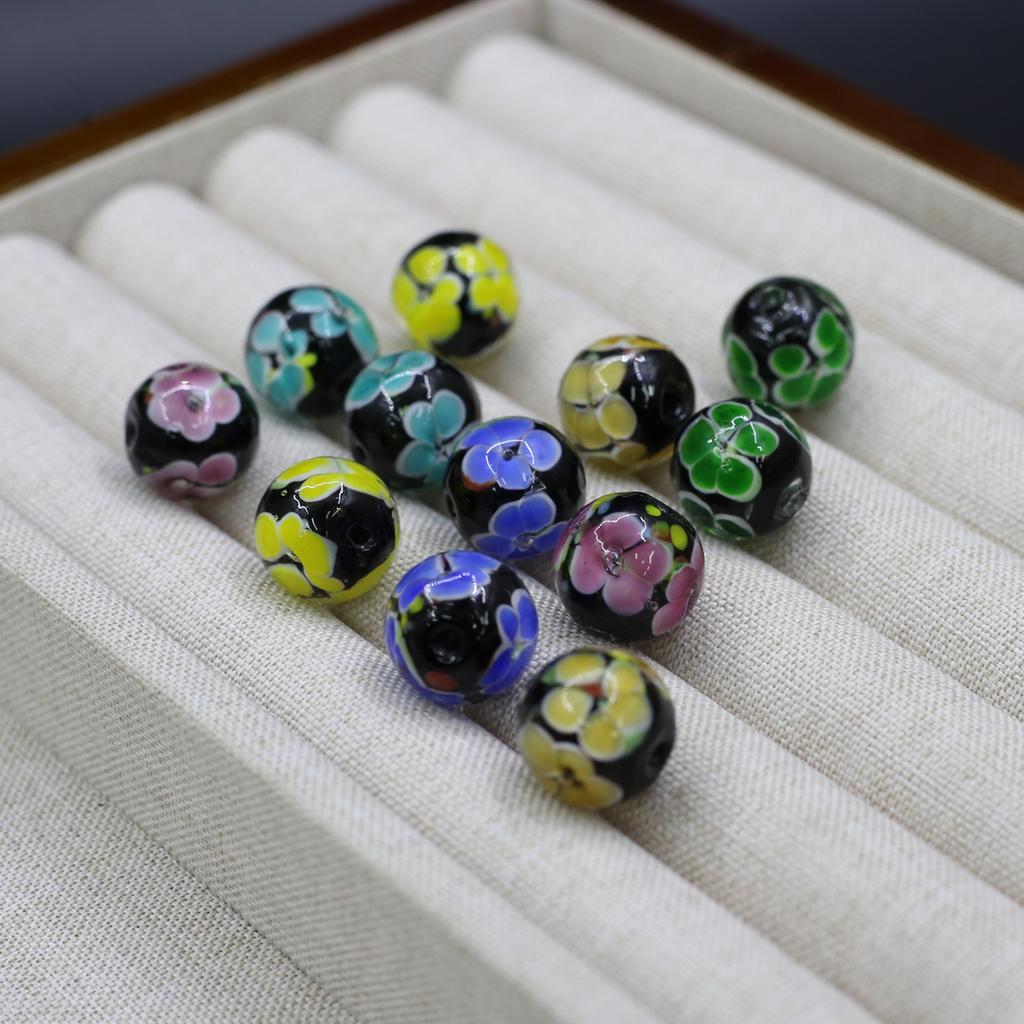 10Pcs DIY Charms Handmade Lampwork Glass Beads Pompon Isolation Beads 14mm For Jewelry Making DIY Pendants Necklace Earrings Accessory