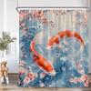 Koi Japanese Shower Curtain Carp In Pond Pink Cherry Blossom Lotus Bathroom Decor Nature Polyester Bathtub Curtain with Hooks
