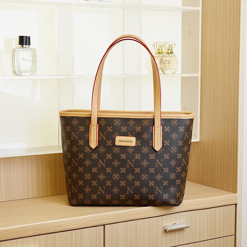 

Ретро сумки женские новые высокого класса, универсальные сумки-тоут с принтом букв, модные сумки-подмышки контрастных цветов, сумки через плечо. коричневый