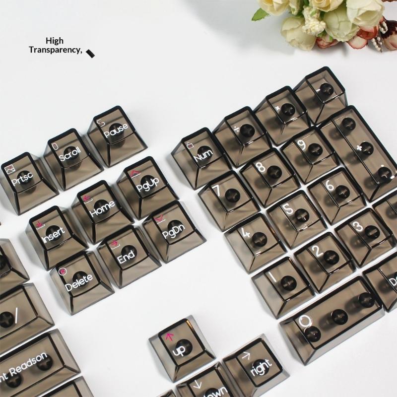Keycaps Lettere Trasparenti Cristallo Russo 132 Tasti Profilo Originale Keycap PC per Tastiere Meccaniche Layout Retroilluminati RGB
