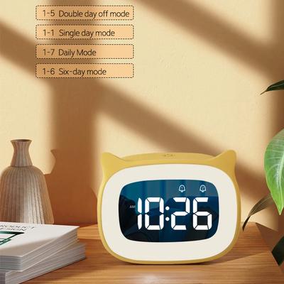 Night Light Music Alarm Clock Cartoon Voice Control Table Clock LED Digital Clock USB Rechargable Home Decoration