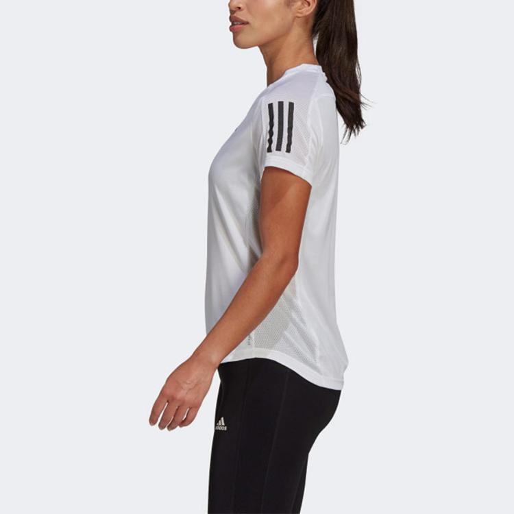 Adidas Own The Run Tee Performance Training Short Sleeve Women Tops White GJ9989