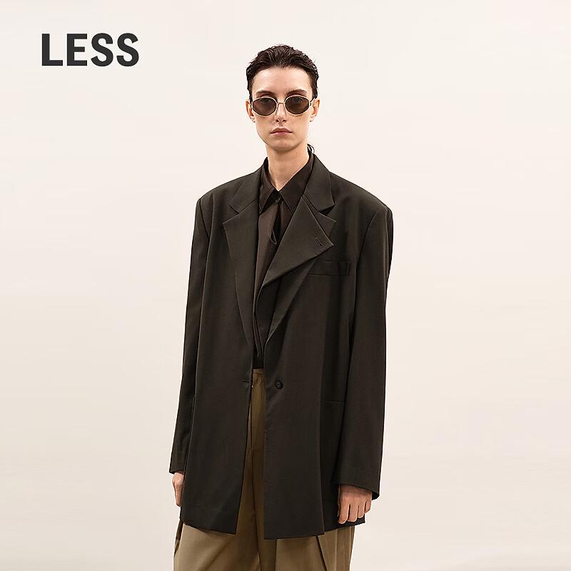 LESS Women's Wool Blend Loose Long Blazer