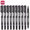 Deli Double-Ended Black Oil-Based Fine Tip Marker for Art Students and Children's Drawing