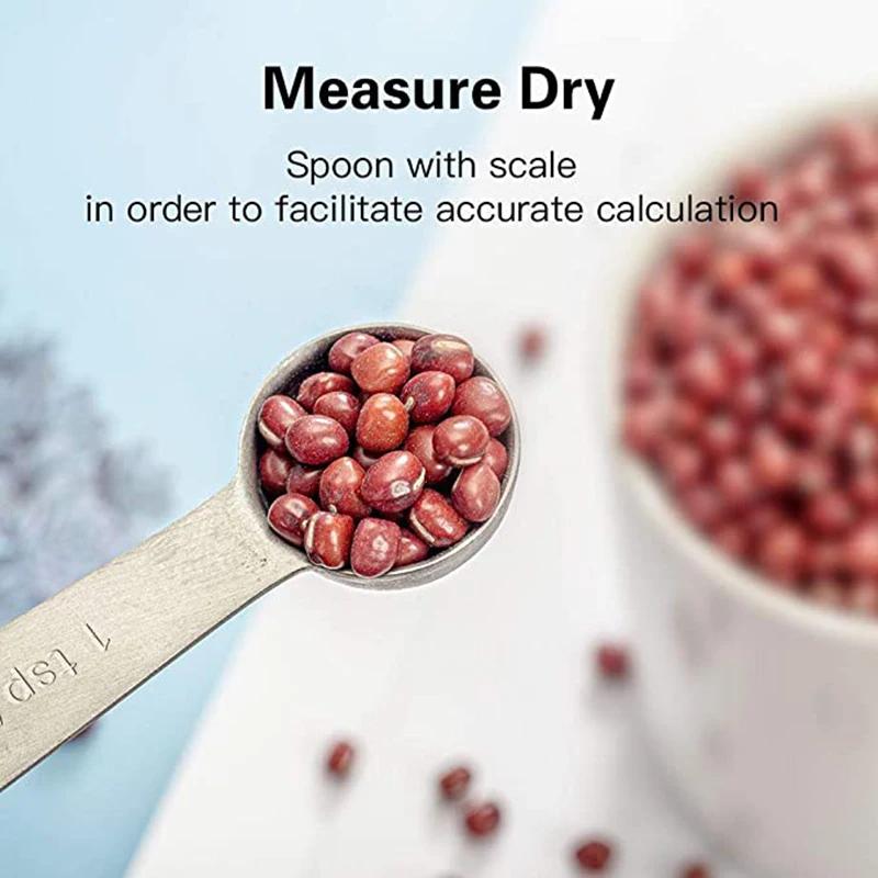4/6Pcs Heavy-Duty Stainless Steel Measuring Spoons Set for Dry or Liquid, Fits in Spice Jar, Kitchen Tools
