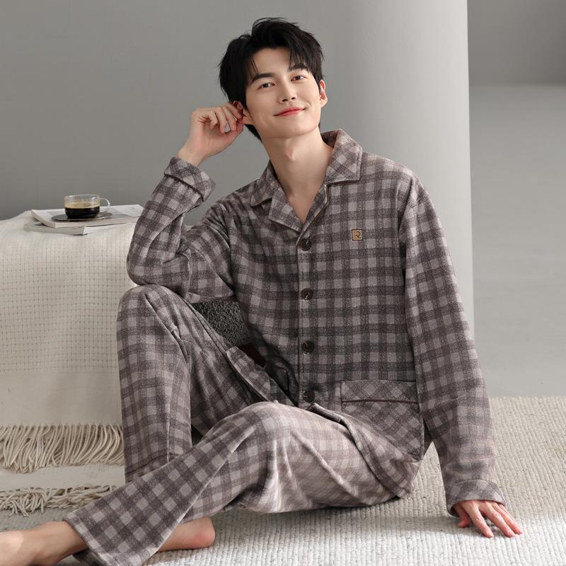 

Пижама мужская осенне-зимняя тонкая бархатная из островного бархата большого размера костюм домашняя одежда зимняя XL