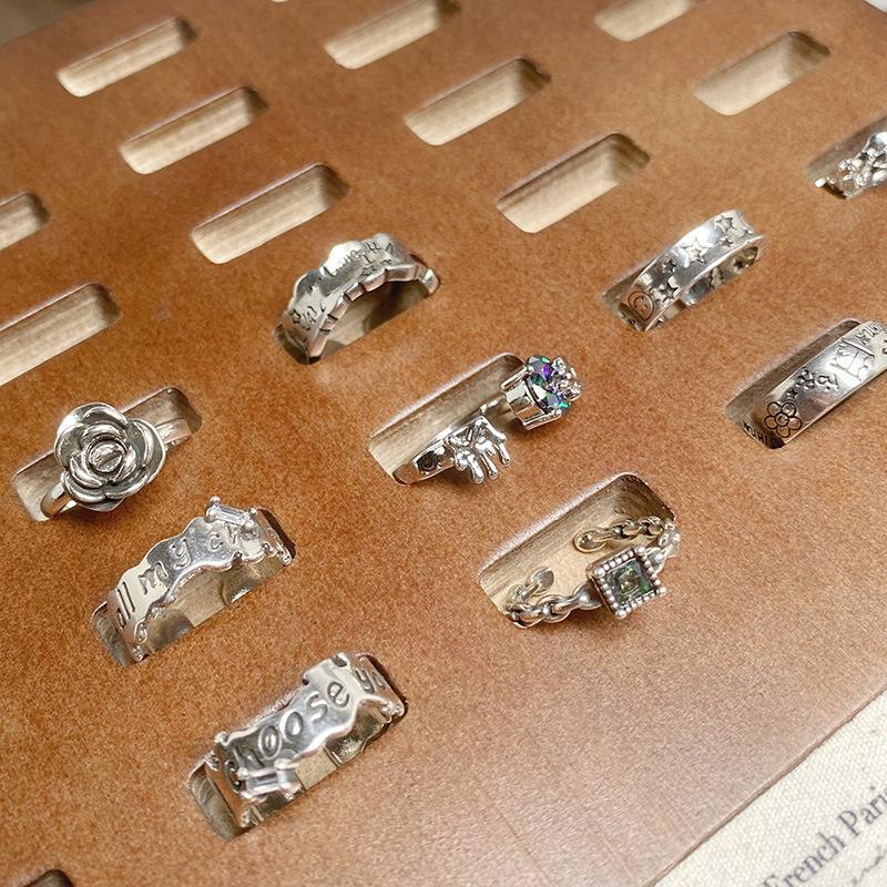 [Collection Of Old Sites] Graffiti Retro Personalized Retro Open Ring Punk Hip Hop Niche Unique Stacked Ring