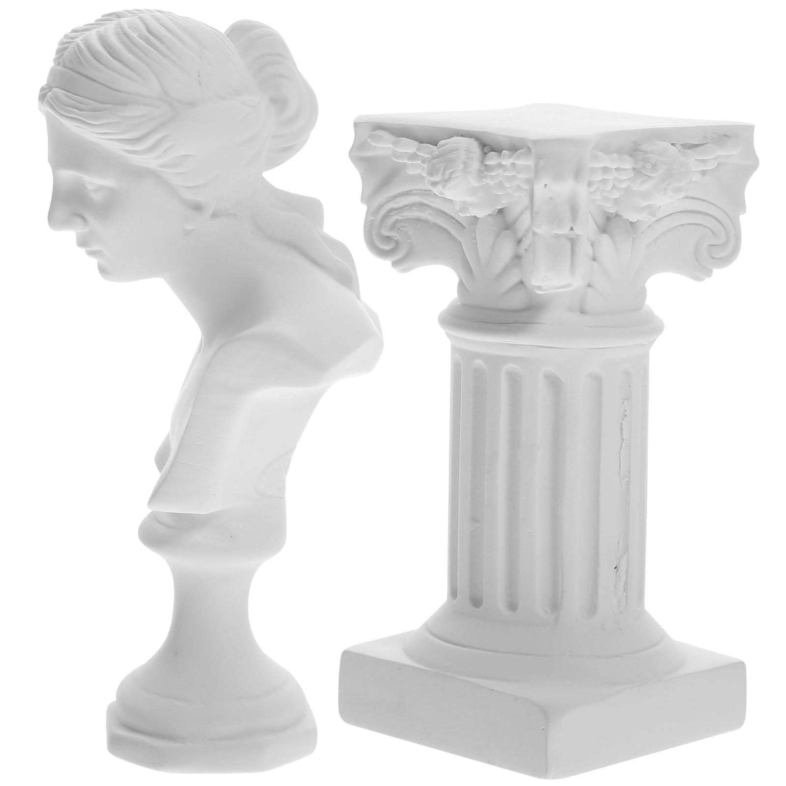 

Statue Ornaments Roman Column Resin Sculpture Desktop Character Greek Decor Vase Decorate Exquisite Craft Crafts White Figurine 14X3.2X3.2CM белый