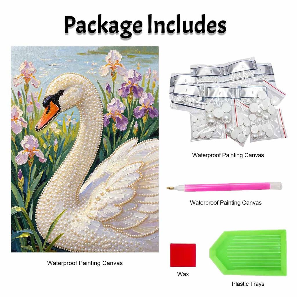 Pearl Painting Kit Swan Flower Theme Painting Art Handmade Diy Home Decoration Painting