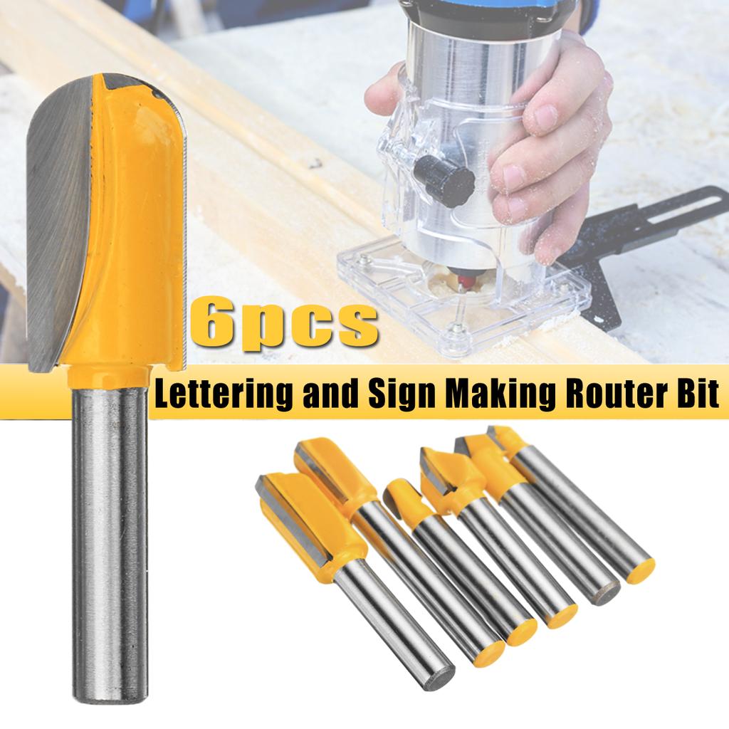 Buy 6 Pc 1/4'' Shank Lettering and Sign Making Router Bit Set