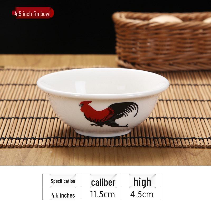Ceramic Rooster Bowl: Versatile Serving Bowl for Rice, Soup, Noodles, and Hotel Tableware.