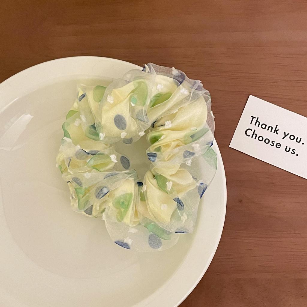 Sweet Korean Style Floral Mesh Hair Tie with Large Intestine Design - School Style Rubber Band E18