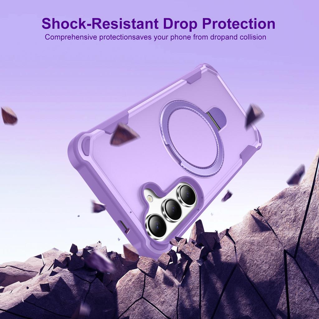 For Samsung Galaxy S25+/S24+ Case Compatible with MagSafe Kickstand TPU+PC Shockproof Phone Back Cover