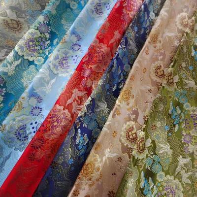 Chinese-style Crane Jacquard Fabric for Sewing Traditional Hanfu Tang Suit Coat Luxuriou Satin Ethnic Clothing Designer Material