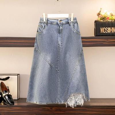 Women's Spring Large Size Package Hip Cowboy Skirt Temperament Design Mid-length Commuter A-line Skirt