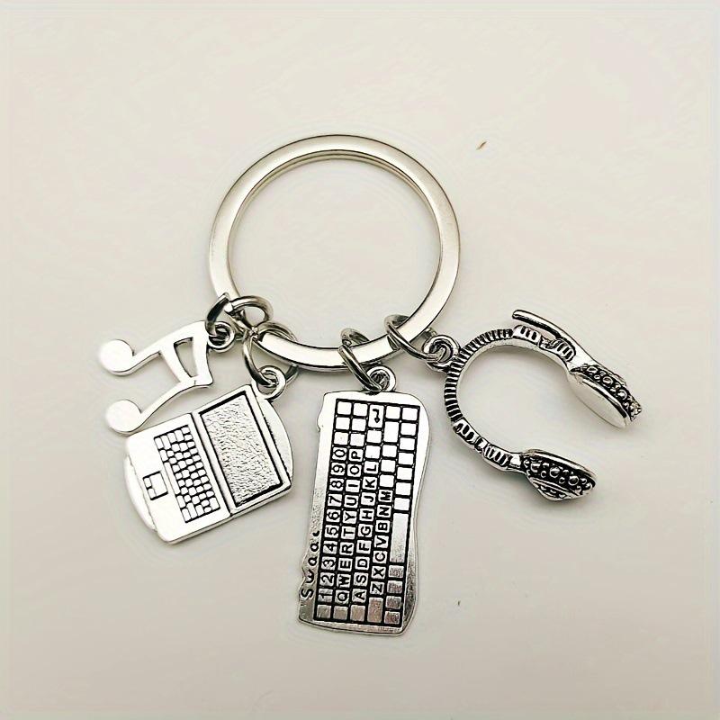 Musical Note Keychain: Zinc Alloy Laptop, Keyboard, Headphone Charm for Men - Stylish Car Pendant