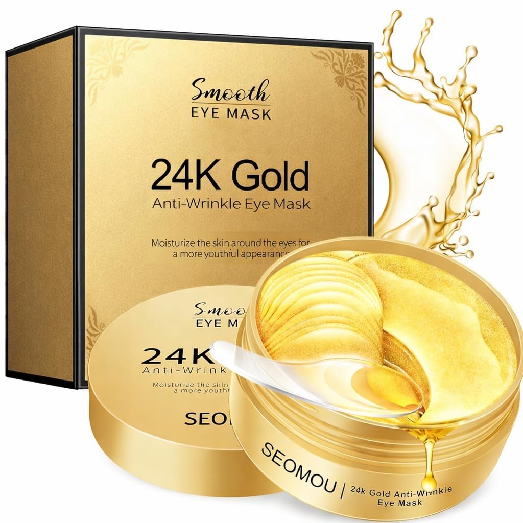 Anaghan 24K Gold Anti-Wrinkle Eye Mask Patches | Collagen Under Eye Mask for Dark Circles, Puffiness & Fine Lines | Hydrating Gold Eye Gel Pads for