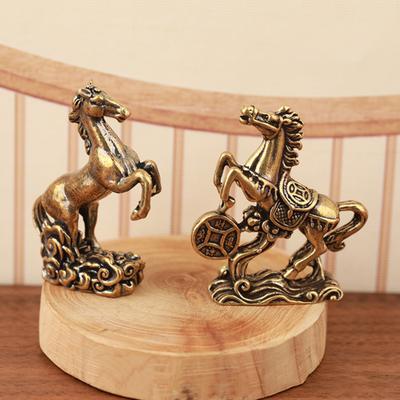 Feng Shui Horse Statue 2026 Year of Horse Tabletop Brass Ornaments Chinese New Year Blessing Souvenir Zodiac Animal Sculpture