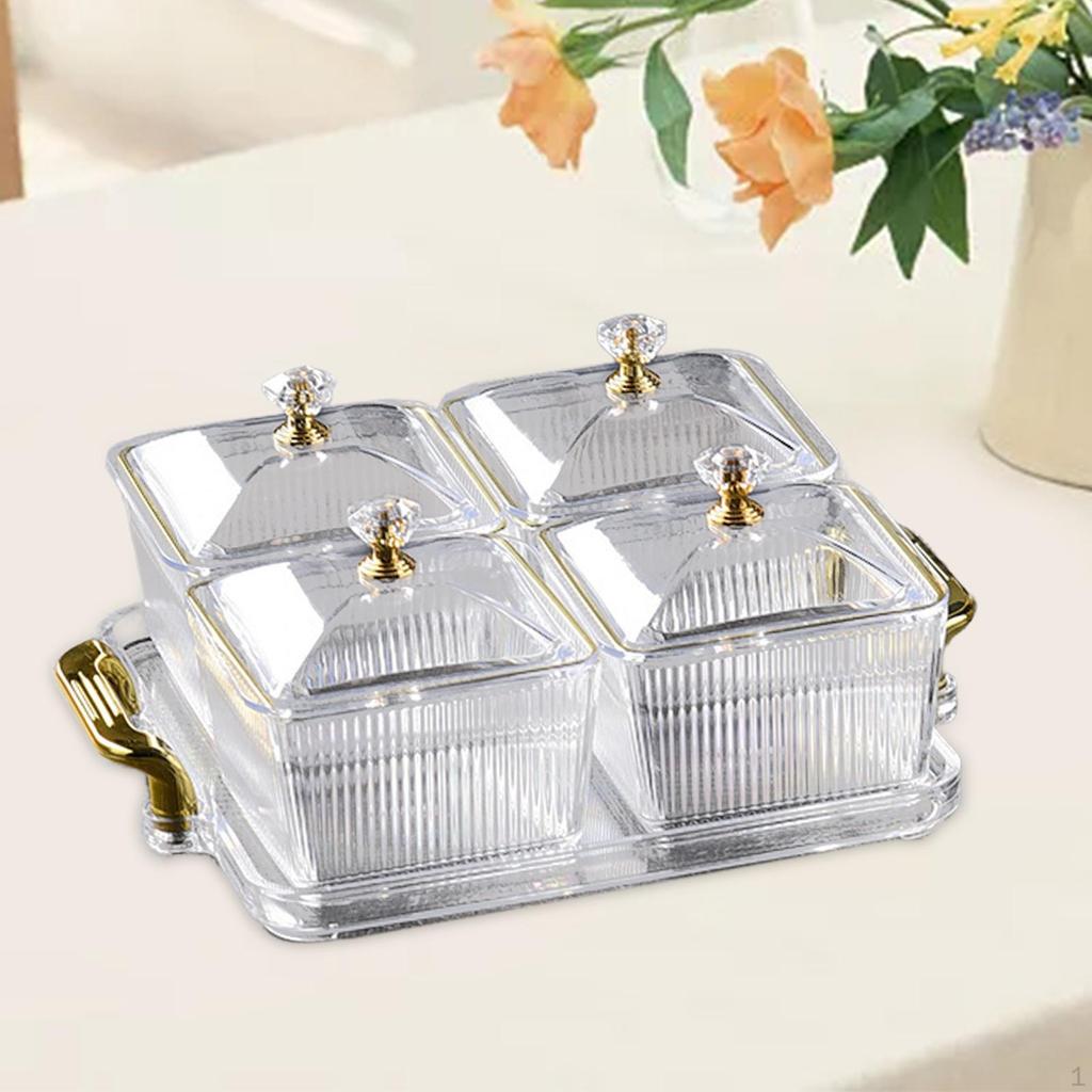 Dried Fruit Plate Appetizer Plate, Divided Serving Dishes Candy Nuts Dish with Lid for Party