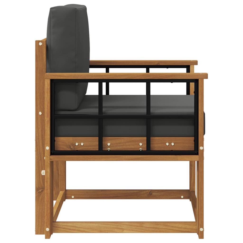 Outdoor Sofa Solid Acacia Wood and Polyester Natural