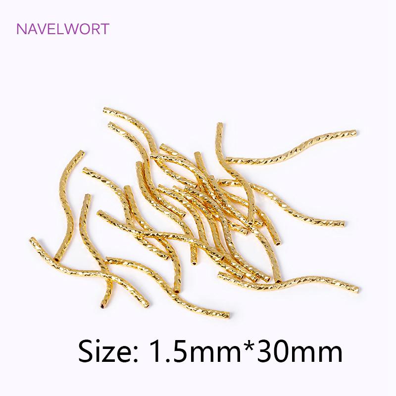 18K Gold Plated Brass S Shape Curved Tube Metal Twisted Tube Beads Connector DIY Necklace Jewelry Making Accessories Wholesale