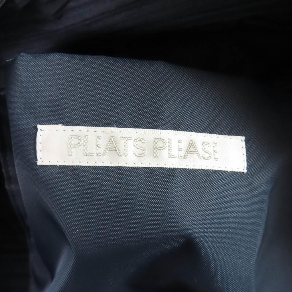 Excellent PLEATS PLEASE Handbag Pleated Navy polyester Women PP54-AG471 Used