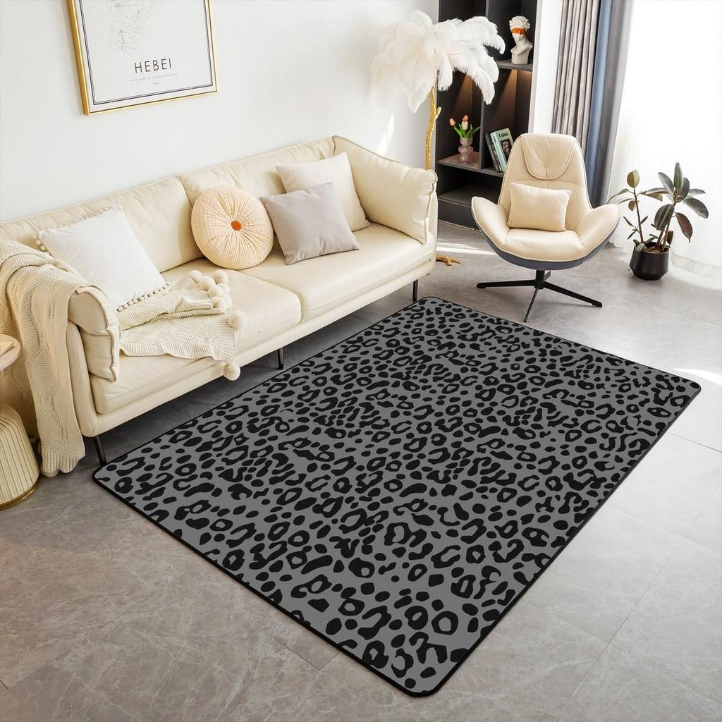 Kids Leopard Decor Carpet Area Rug Cute Pink Love Heart Living Room Rugs for Bedroom for Boys Girls Teens Modern Cheetah Indoor