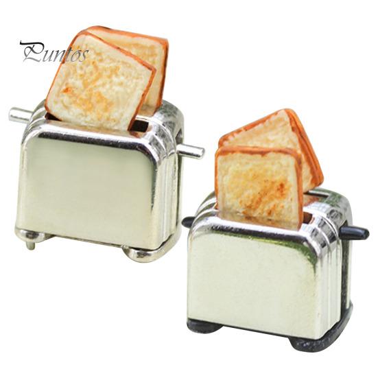 Mini-Toaster Modell 1:12 puppenhaus Zubehör Simulation Miniatur Toaster mit 2 Abnehmbare Toasts für Küche Szene