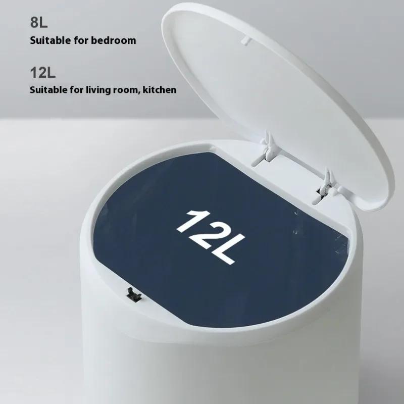 Plastic Trash Can with Lid Double Layer Wastebasket Living Room Toilet Bathroom Kitchen Garbage Storage Box Household Simple