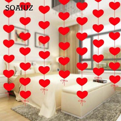 Hanging Decoration Garland Curtain Valentines Day Pendant Strings Engagement Red Heart Wedding Loving Heart