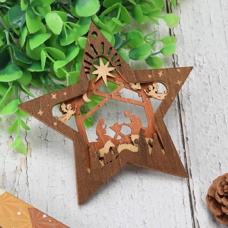 Nativity Scene Ornaments Wood Hanging Decorations Christmas Tree Mini Holiday Decors