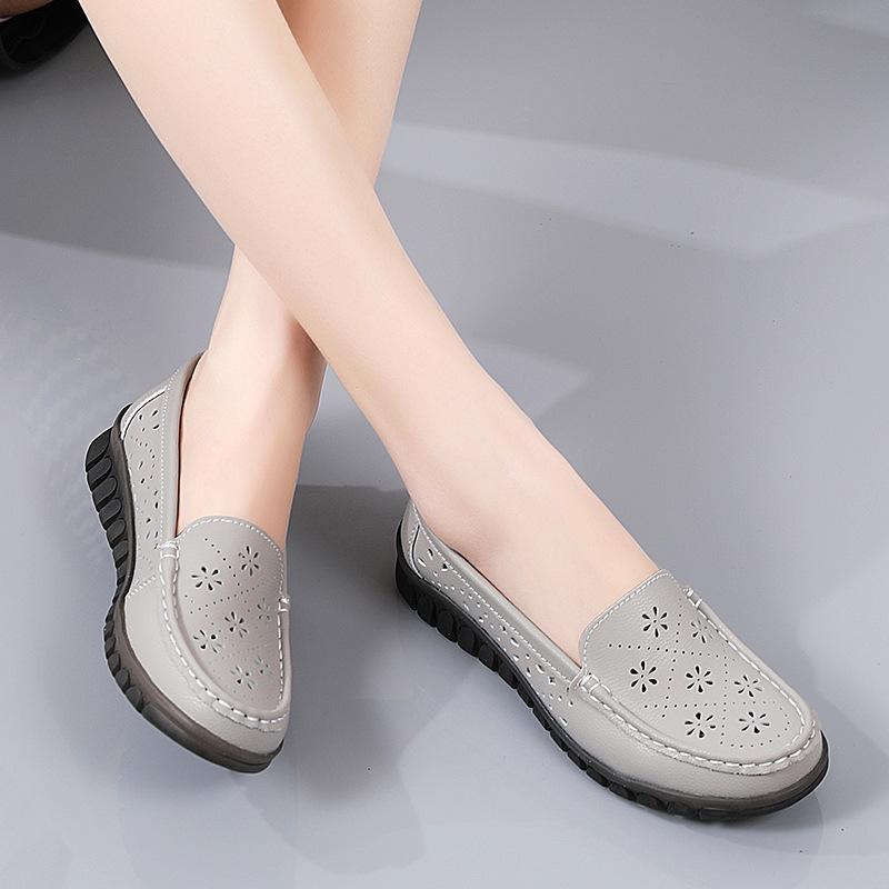Autumn Leather Soft Sole Fashion Casual Women's Single Shoes Comfortable Non-slip Wear-resistant Mother Shoes Versatile Doudou Shoes Women