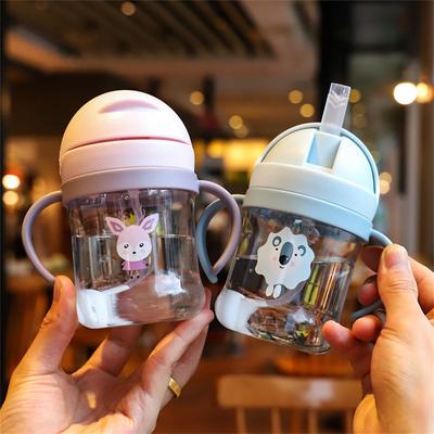 Děti Water Sippy Kreativní kreslené kelímky na krmení pro miminka s brčky Nepropustné lahve Venkovní dětský kelímek