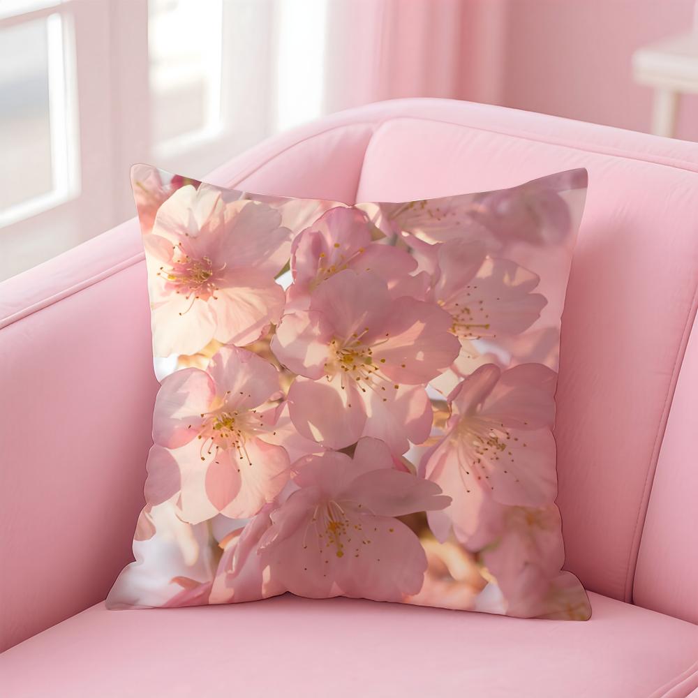 Cherry Blossom Cushion Cover Linen Cushion Cover Soft Decorative Case For Sofa Home Decor