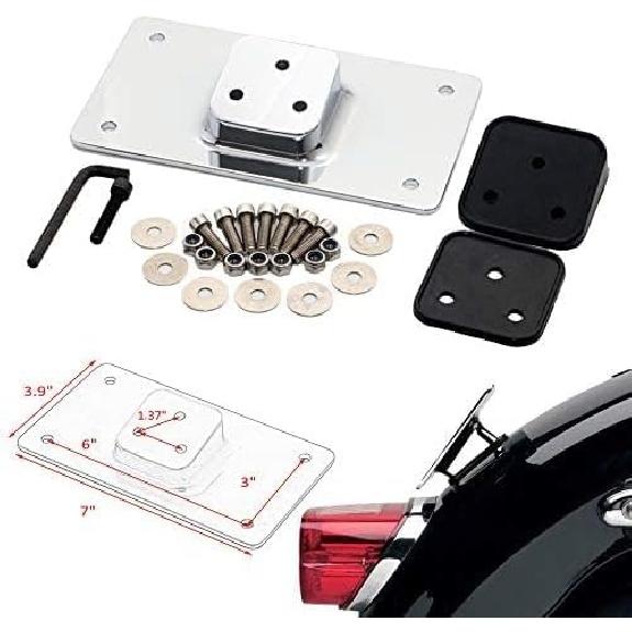 3-Hole Chrome Laydown License Plate Mounting Bracket For Harley Softail Dyna XL 1973-Up