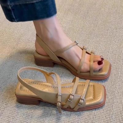 Fashion 2025 Fashion Women Slingback Sandals Flats Shoes Leather Genuine Leather Round Toe Party Wedding Shoes Office Size