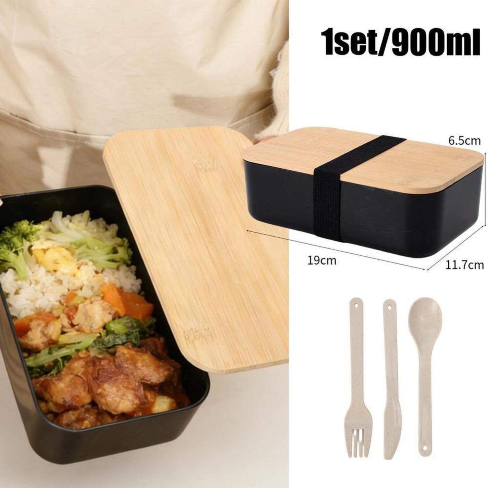 Creative Leak Proof Bento Box Heat-Resistant Bamboo Lid Lunch Box Heatable Outdoor Picnic Boxes Office School