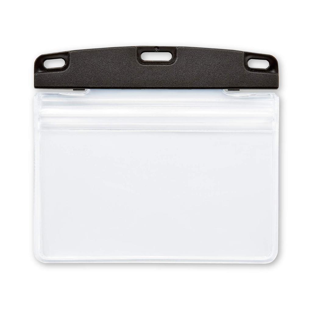 Open Industrial Name Badge Case, Name Plate, Card Holder, 10-Pack, Soft Case with Zipper, Black, NX-132-BK