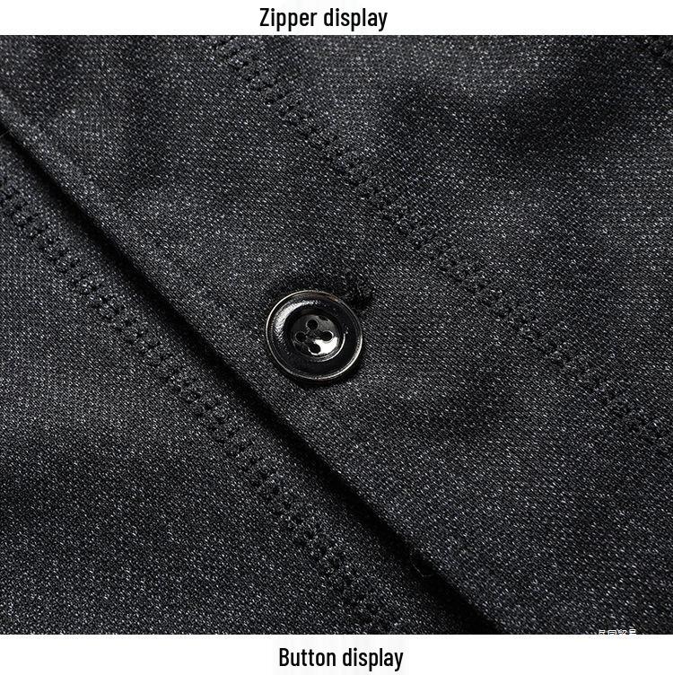 Men's Plus Velvet Turn-Down Collar Jacket for Middle-Aged and Elderly - Thick Autumn/Winter Business Coat