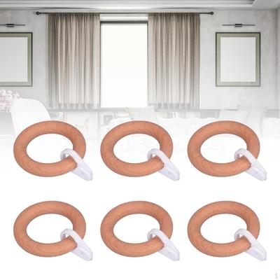 6 Stuks Houten Gordijnclips Stangringen Decoratieve Gordijnen Raamhangers Paal