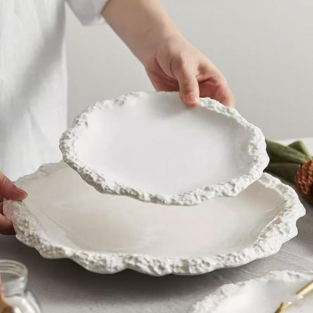 Ceramic Stone Pattern Dinner Plate Irregular Shape Dessert Dish Simple Meal Plate Restaurants