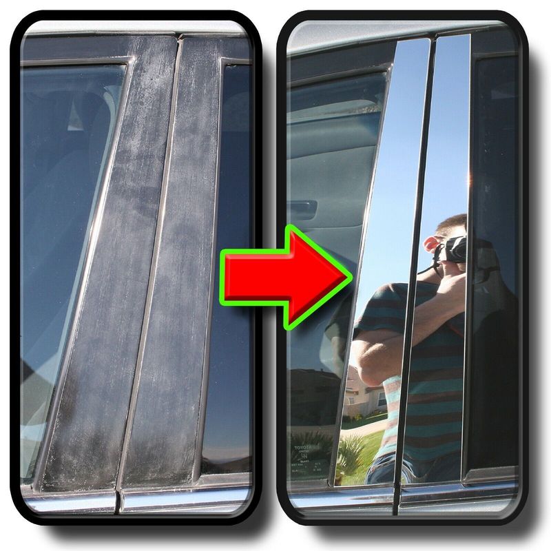 6PCS Set Chrome Pillar Trim Door Cover Mirrored Post For Cadillac XTS 2013-
