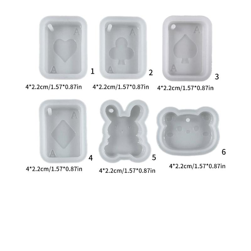 Speelkaarten Epoxyhars Siliconen Mal met Gat Poker Vorm DIY Oorbellen Hangers Sleutelhanger Ambachten Sieraden Gietgereedschap