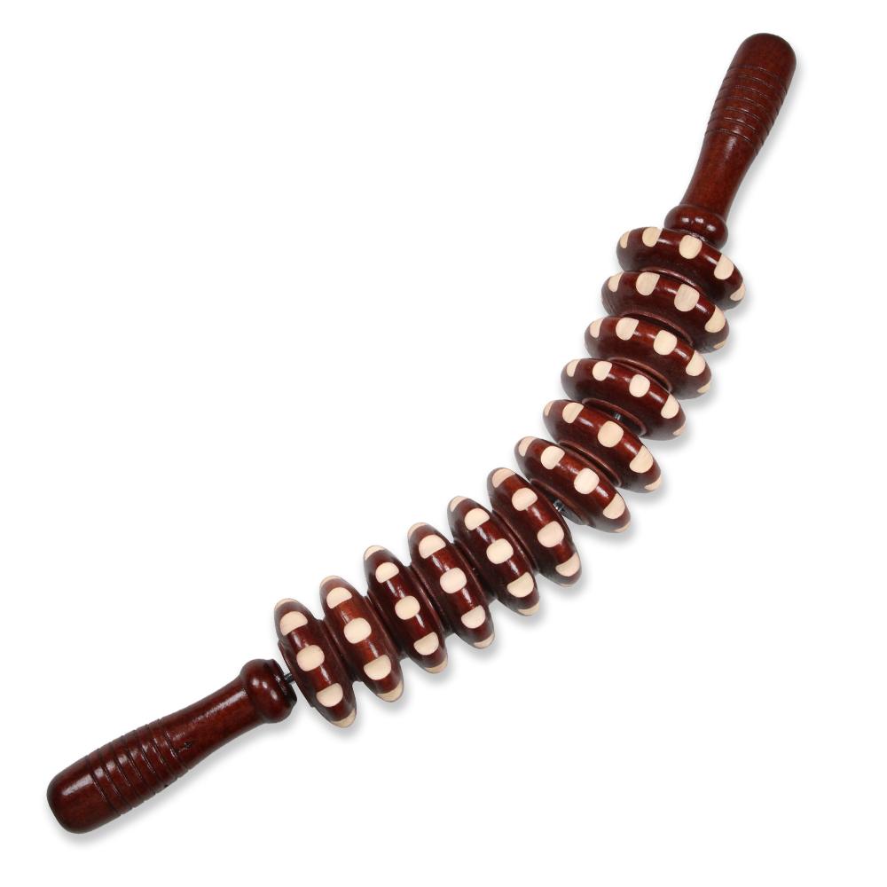 

Деревянный массажный ролик Botqtow для фасций с 12 триггерными точками для борьбы с целлюлитом, снятия боли в мышцах, моделирования тела