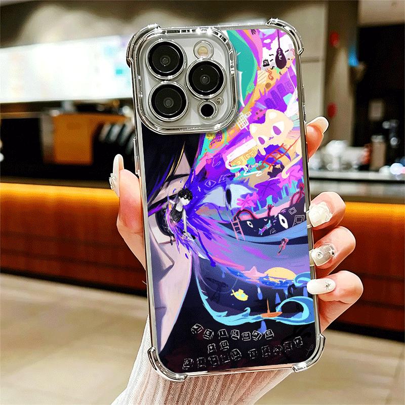 

O-Omori Cartoon Game Plating Phone Case For Iphone 16 17 Pro Max Air 16E 14 15 Plus 12 13 Mini Anti-Fall Airabag Cover iPhone 13