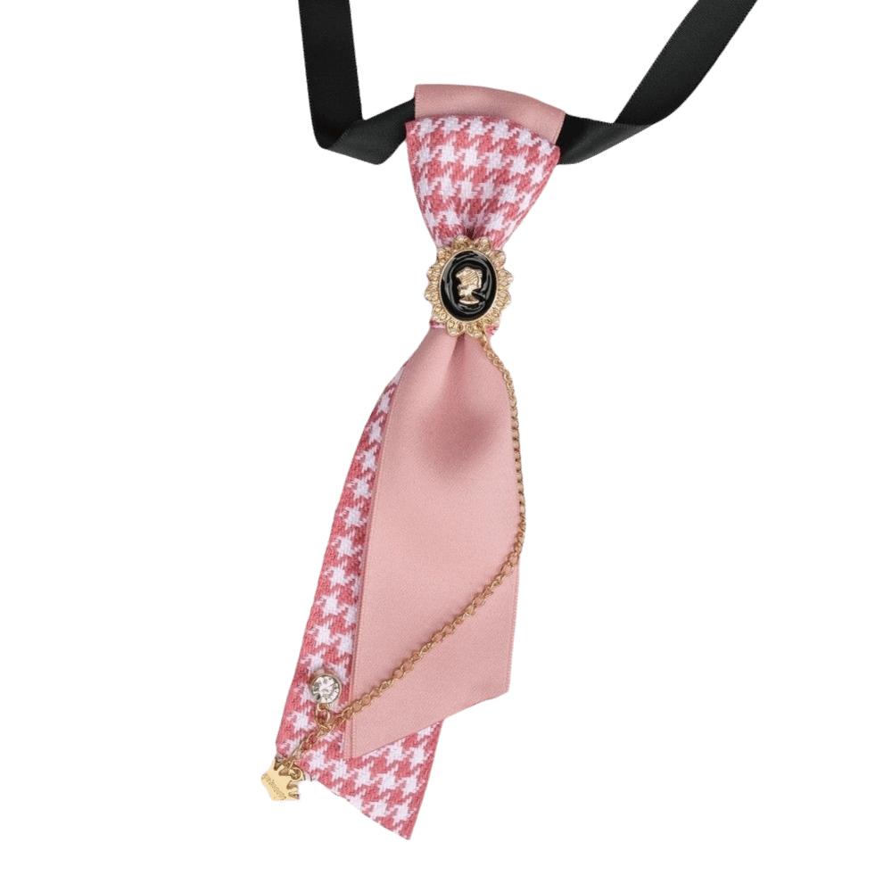 Y2K Preppy Necktie Oval Decorative Neck Tie Chic Plaid Bow Tie JK Uniform
